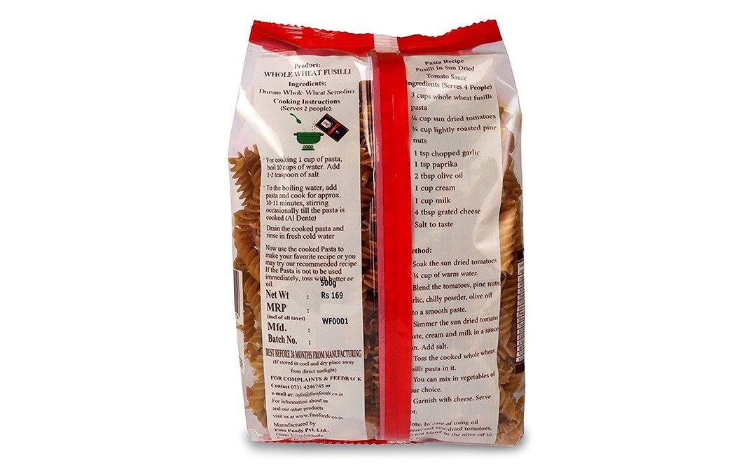 Finosta Whole Wheat Fusilli    Pack  500 grams